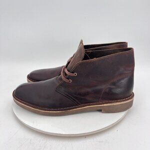 Clarks Men Size 11.5 15522 Brown Washed Leather Lace Up Ankle Chukka Boot